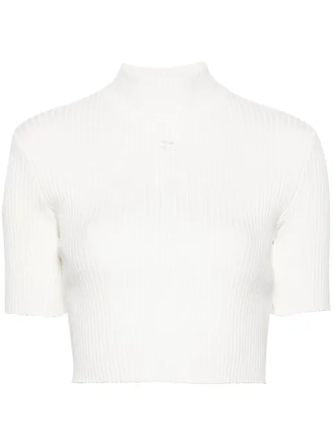 Courrèges mock-neck ribbed top White 124MPU135FI0001