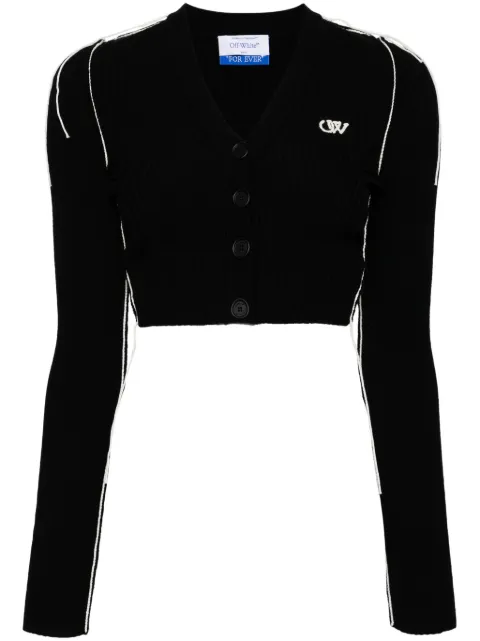 Off-White Ow logo V-neck cardigan Black OWHB029C99KNI0011017