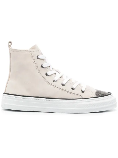 Brunello Cucinelli Monili-embellished high-top sneakers Neutrals MZSFG2617CQF25