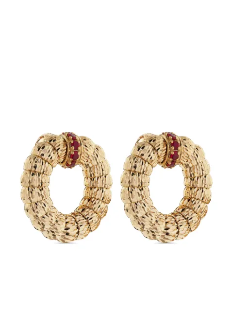 Officina Bernardi 18kt yellow gold Enigma ruby hoop earrings Gold ENIGMAEARRINGYGOLDRUBY