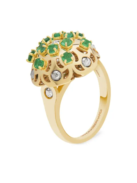 Officina Bernardi 18kt yellow gold small Damasco emerald ring Gold DAMASCORINGSYGOLDEMERALD