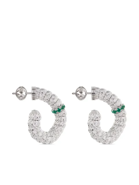 Officina Bernardi 18kt white gold Enigma emerald hoop earrings Silver ENIGMAHOOPWGOLDEMERALD