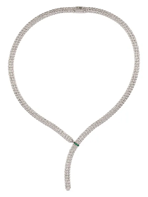 Officina Bernardi 18kt white gold Enigma Y emerald and diamond necklace Silver ENIGMANECKLACEYWGOLDEMERALD