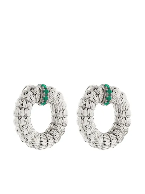 Officina Bernardi 18kt white gold Enigma emerald hoop earrings Silver ENIGMAEARRINGWGOLDEMERALD