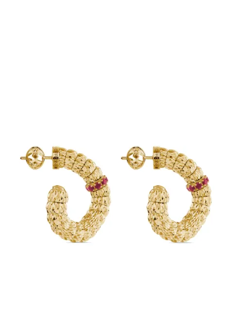 Officina Bernardi 18kt yellow gold Enigma ruby hoop earrings Gold ENIGMAHOOPYGOLDRUBY