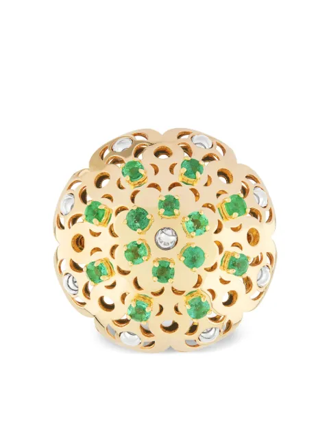 Officina Bernardi 18kt yellow gold large Damasco emerald ring Gold DAMASCORINGLYGOLDEMERALD