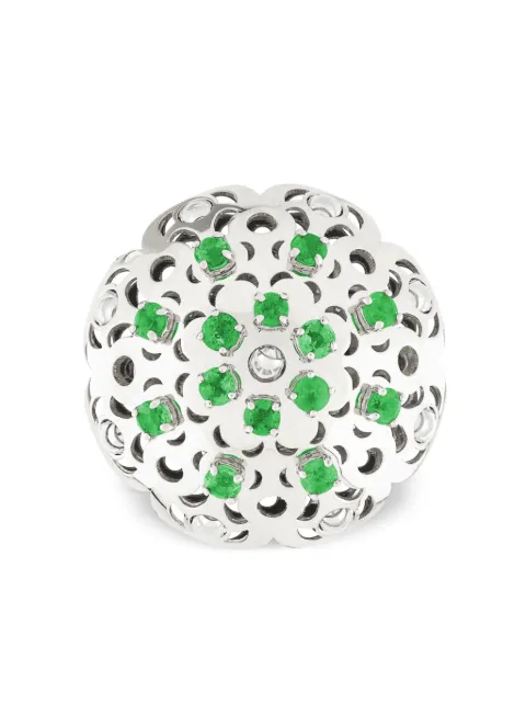 Officina Bernardi 18kt white gold large Damasco emerald ring Silver DAMASCORINGLWGOLDEMERALD