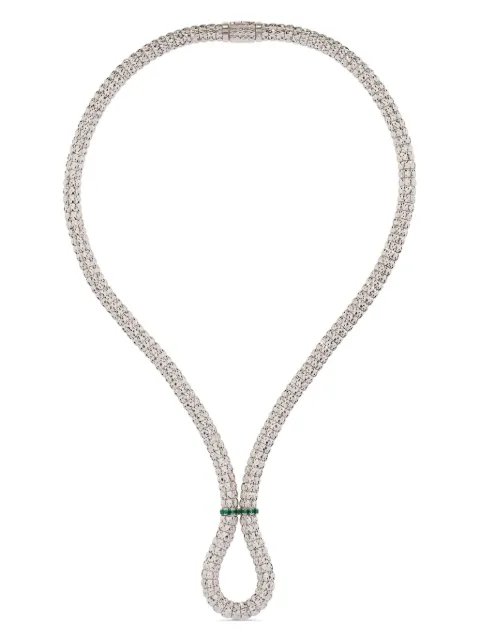 Officina Bernardi 18kt white gold Enigma X emerald and diamond necklace Silver ENIGMANECKLACEXWGOLDEMERALD