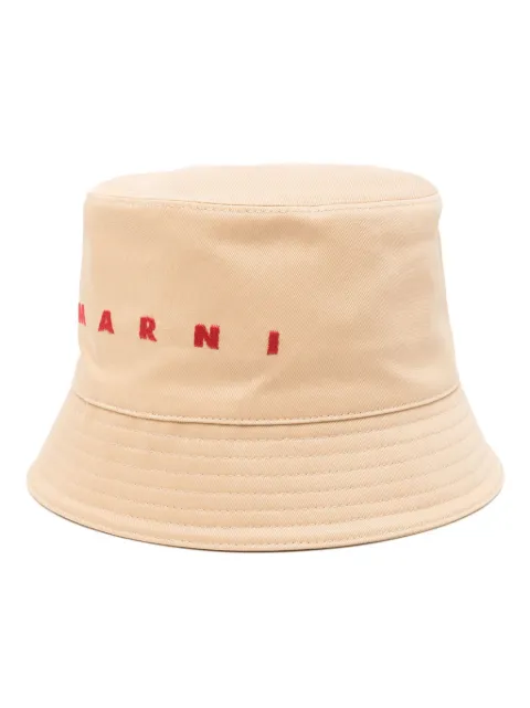 Marni logo-embroidered cotton bucket hat Neutrals CLZC0110S0UTC31100W29