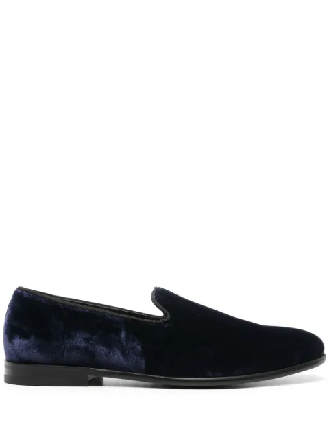 Doucal's almond-toe velvet loafers Blue DU3304CARPUF034NB00