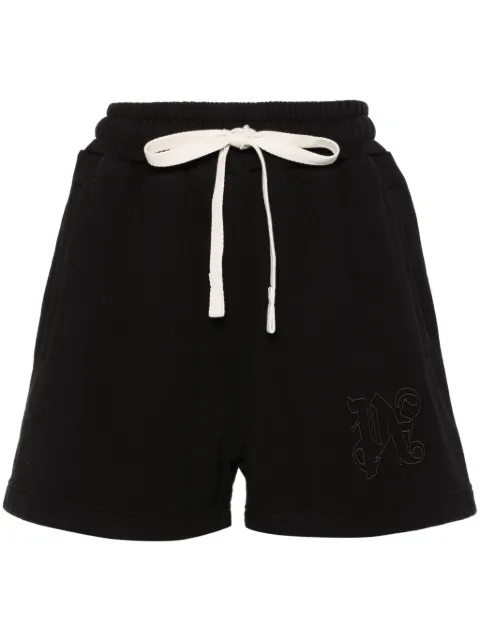 Palm Angels logo-embroidered cotton track shorts Black PWCI002R24FLE001