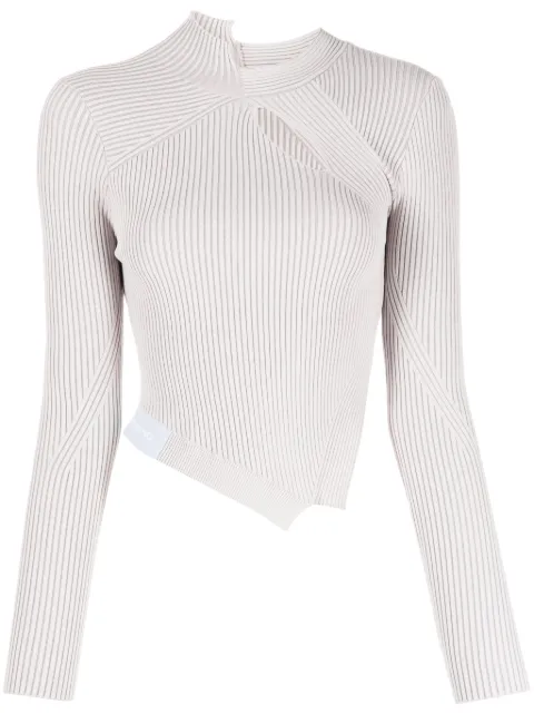 Feng Chen Wang asymmetric ribbed-knit top Purple FWS17KT08G