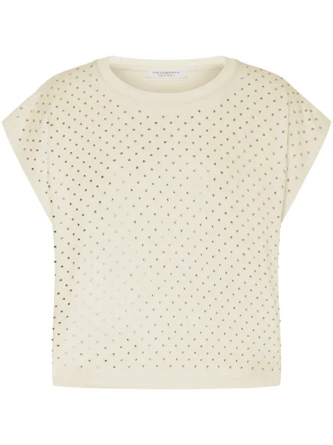 Philosophy Di Lorenzo Serafini rhinestone-embellished cotton T-shirt Neutrals A07012144