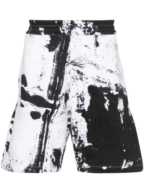 Alexander McQueen paint-splatter cotton shorts White 781888QXAAW