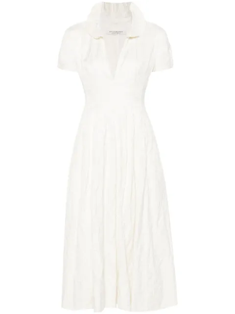 Philosophy Di Lorenzo Serafini V-neck pleated midi dress Neutrals A04180721