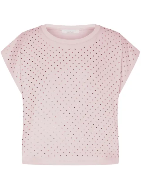 Philosophy Di Lorenzo Serafini rhinestone-embellished cotton T-shirt Pink A07012144