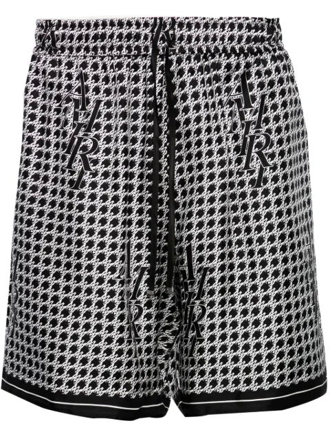 AMIRI Staggard printed silk shorts Black PS24MPB005