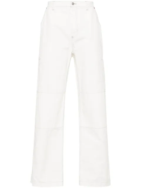 MM6 Maison Margiela embroidered-logo straight-leg trousers White SH0KA0003S78548