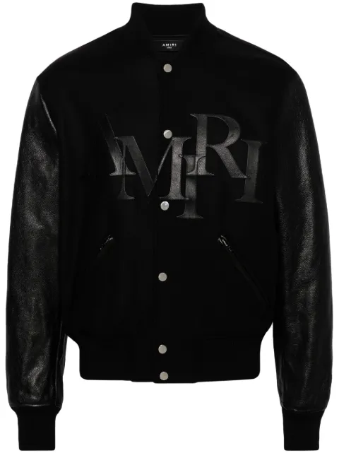 AMIRI Staggered logo varsity jacket Black PS24MOS060