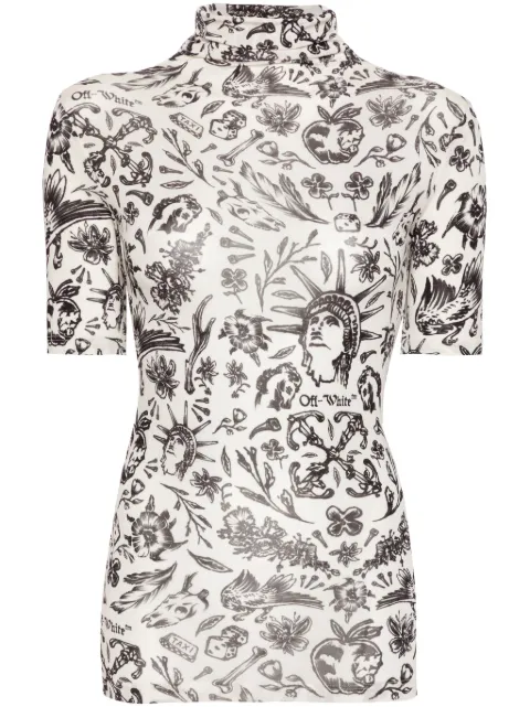 Off-White Tattoo tulle blouse White OWAD137S24JER0020110