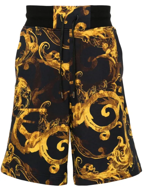 Versace Jeans Couture Barocco-print cotton track shorts Black 76GAD3B0FS127