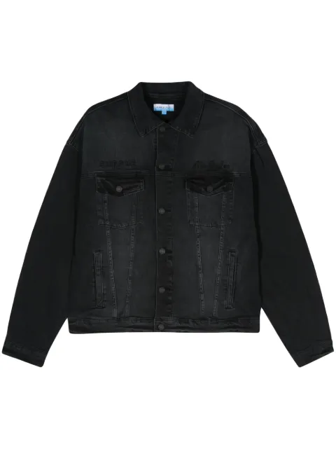 Purple Brand graphic-panel denim jacket Black P027PBCD824