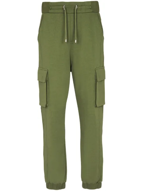 Balmain logo-print cargo track pants Green CH0OB295BC64