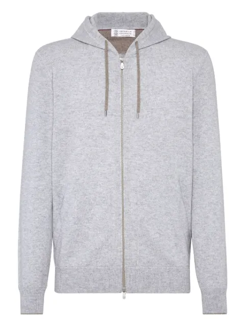 Brunello Cucinelli front-zip cashmere hoodie Grey M2223246CK773