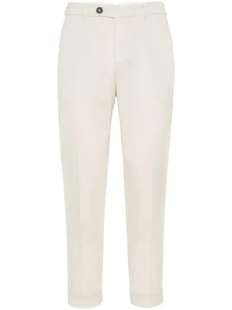 Brunello Cucinelli Garment-dyed Italian fit trousers in American Pima comfort cotton gabardine White M289LI1770C5797