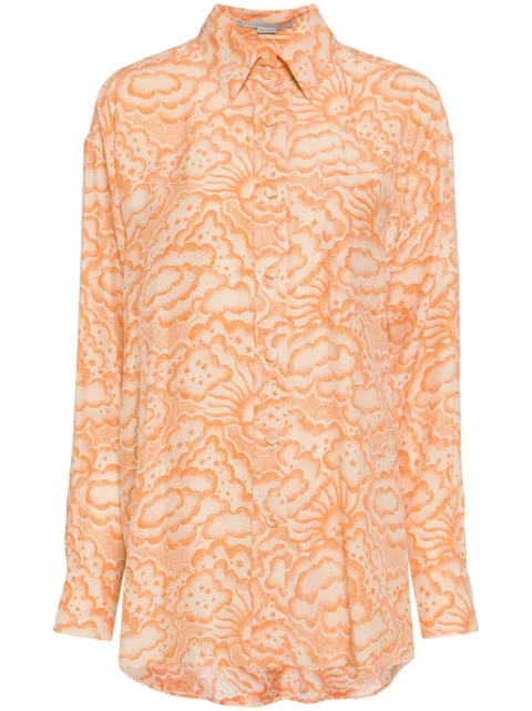 Stella McCartney cloud-print silk shirt Orange 6200913DS205