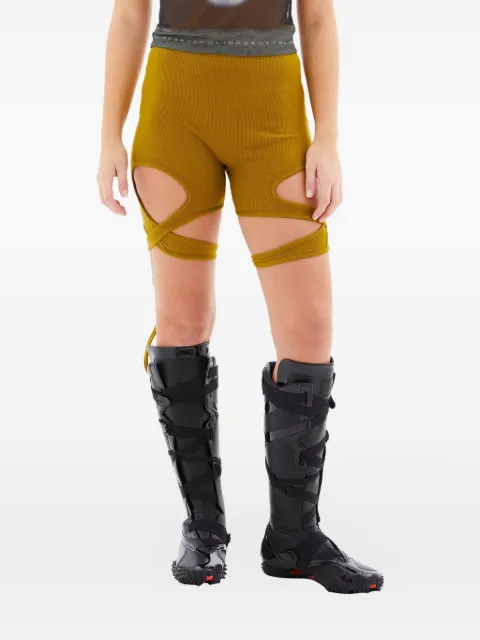 Ottolinger tie-detail ribbed shorts Green 400204