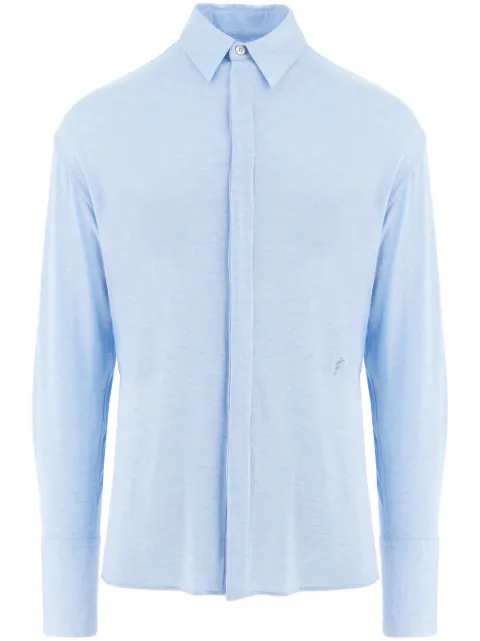 Ferragamo logo-embroidery stretch-jersey shirt Blue 772961