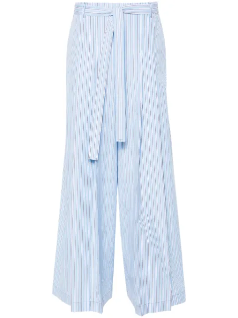 Alberta Ferretti pleat-detail striped palazzo pants Blue AEF241M03140131