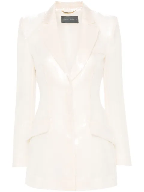 Alberta Ferretti semi-sheer sequinned blazer Neutrals AEF241U05091646