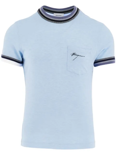 Ferragamo stripe-tipping jersey T-shirt Blue 773517