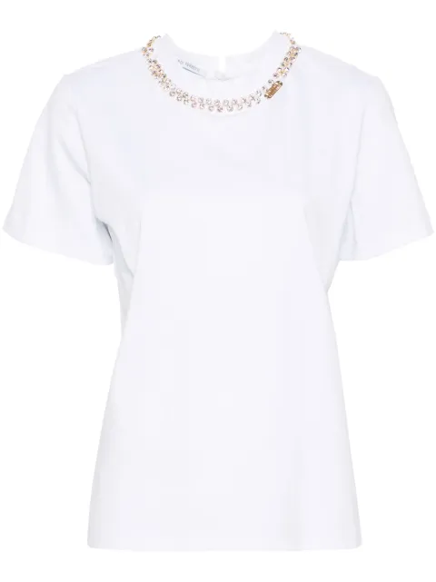 Alberta Ferretti crystal-embellished cotton T-shirt White AEF241M07050163