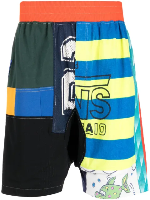 Amen patchwork-design track shorts Multicolour MES19340