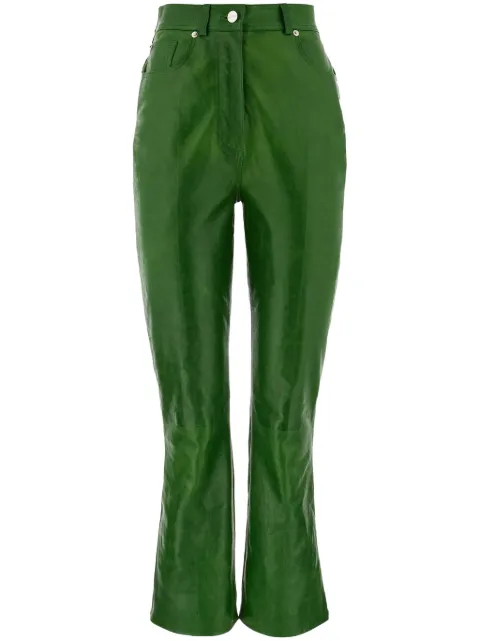 Ferragamo high-waisted flared leather trousers Green 772737
