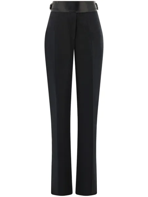 Ferragamo belted tailored linen trousers Black 773943