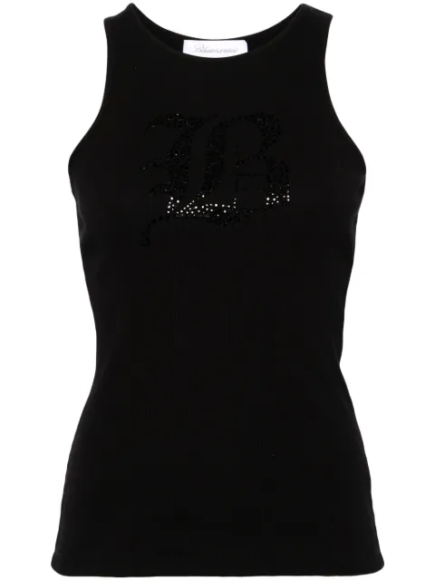 Blumarine rhinestoned ribbed-knit tank top Black P422T049A