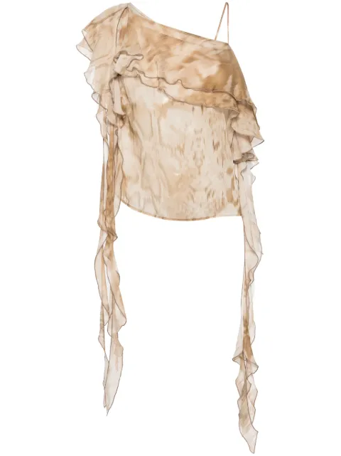 Blumarine abstract-print semi-sheer blouse Neutrals 2C276A