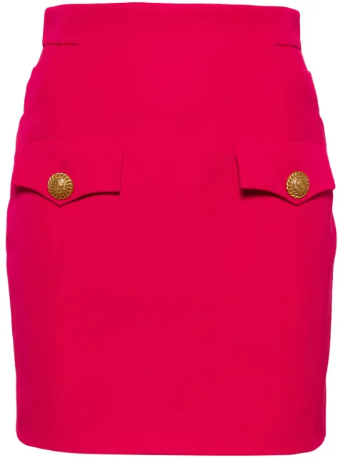 Balmain button-embellished virgin-wool miniskirt Pink CF1LB990WC09