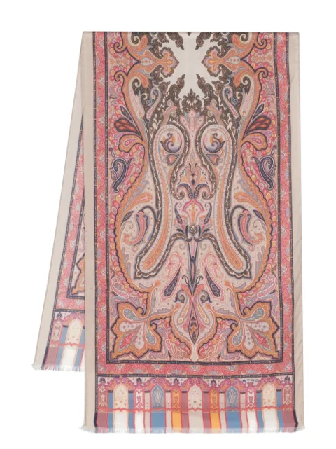 ETRO paisley-print cashmere blend scarf Neutrals WATA0005AV261