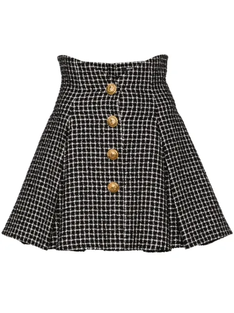 Balmain tweed tulip mini skirt Black CF0LB028CF02