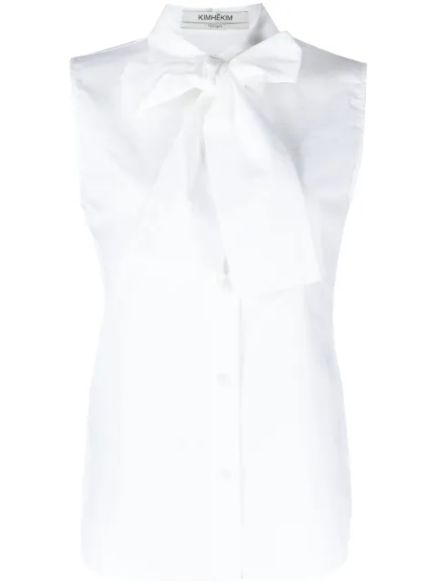 Kimhekim pussy-bow cotton blouse White PS24SH021WH