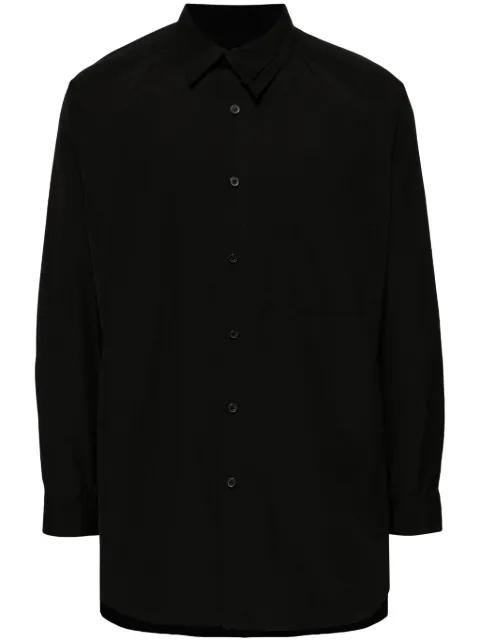 Yohji Yamamoto asymmetric-collar cotton shirt Black HSB3954