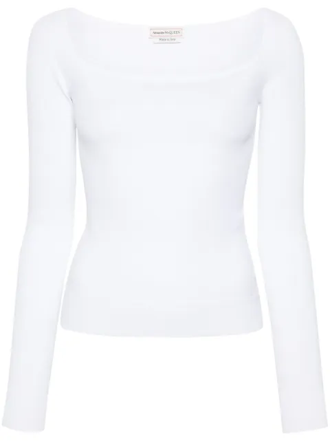 Alexander McQueen square-neck fine-knit top White 780452Q1A8G