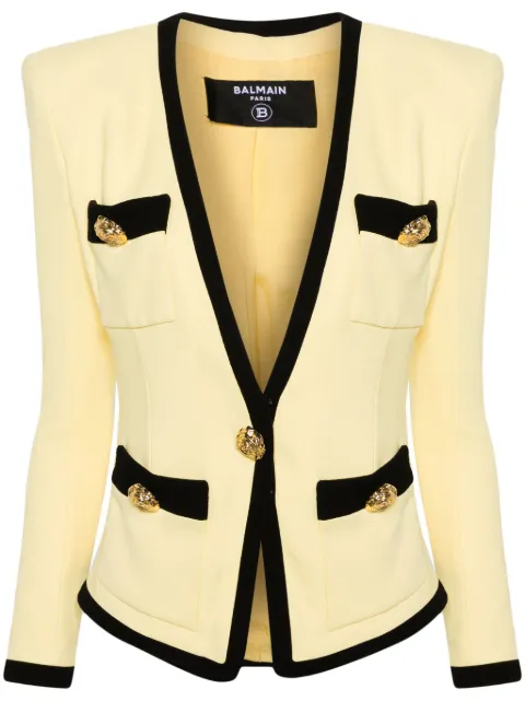Balmain collarless crepe blazer Yellow CF0SE060ME91