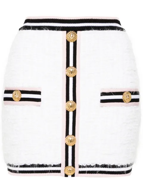 Balmain Maze monogram-jacquard miniskirt White CF0LB292KG15