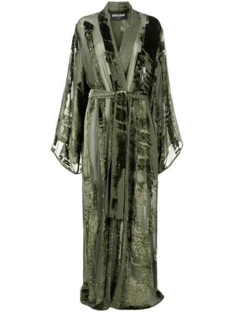 Roberto Cavalli panelled velvet robe coat Green SKT504VL041